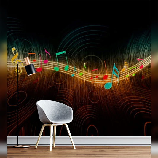 Vibrant Music Notes on Abstract Background