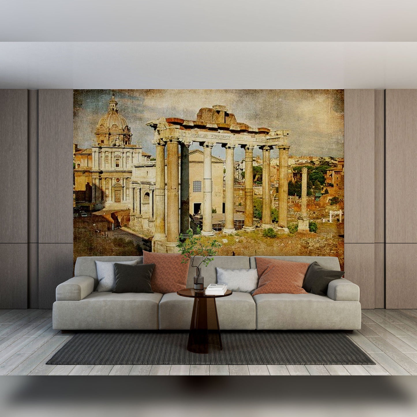 Ancient Roman Architecture in Cozy Living Space