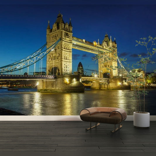 Tower Bridge Illuminated in a Modern Lounge Setting