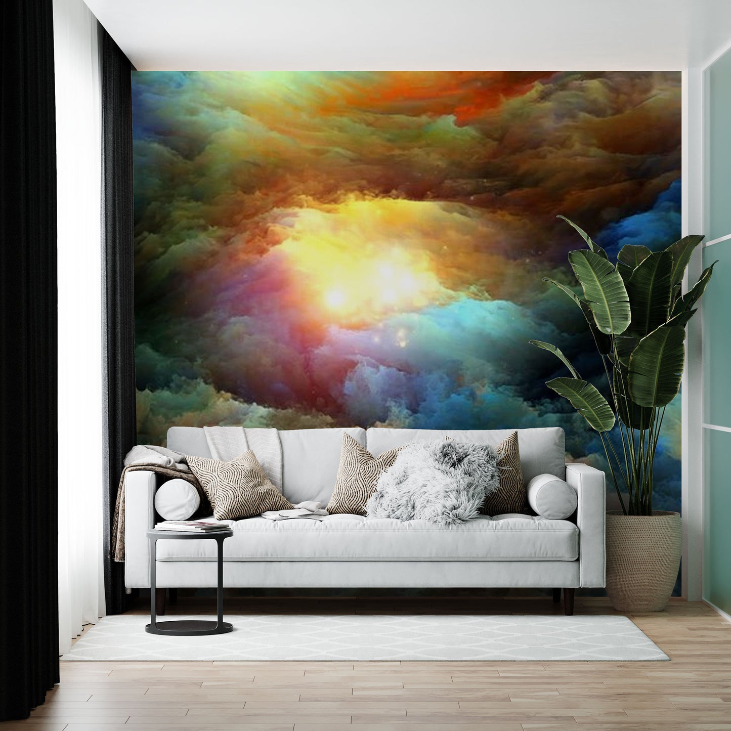 Cosmic Clouds in an Elegant Modern Lounge