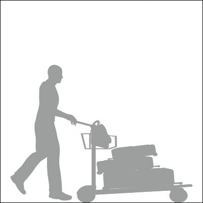 0151-Moving Man with a Trolley Silhouette Design