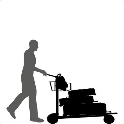 0151-Moving Man with a Trolley Silhouette Design