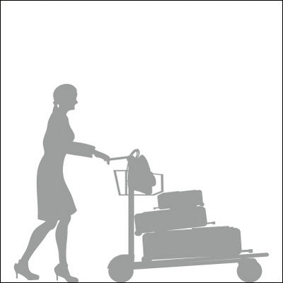 0153-Moving Woman with a Trolley Silhouette Design