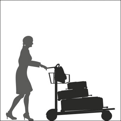 0153-Moving Woman with a Trolley Silhouette Design