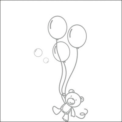 0214-Teddy Bear Holding Balloons