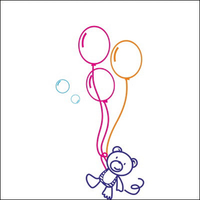 0214-Teddy Bear Holding Balloons