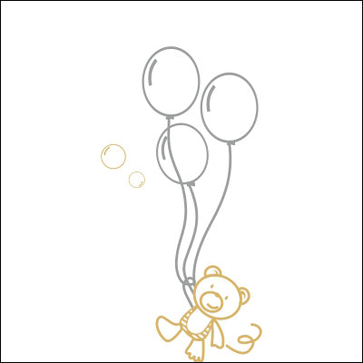 0214-Teddy Bear Holding Balloons