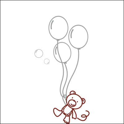 0214-Teddy Bear Holding Balloons