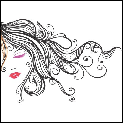 0440-Female Face With Curly Hair And Painted Lips