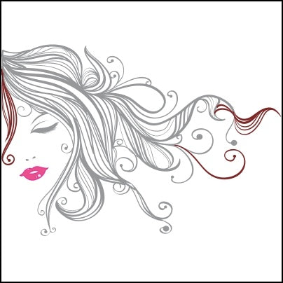 0440-Female Face With Curly Hair And Painted Lips