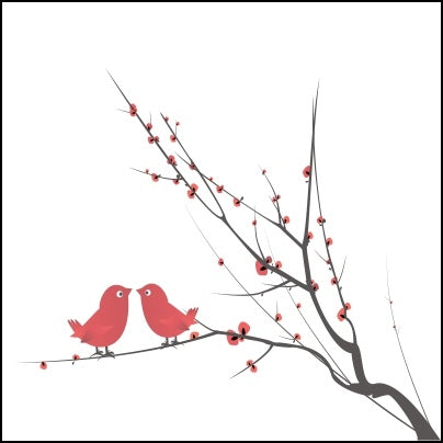 0450-Birds Chirping On Thin Branch