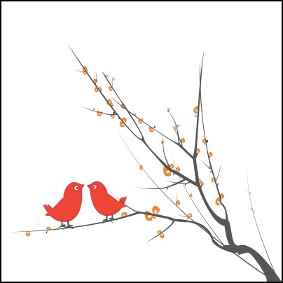 0450-Birds Chirping On Thin Branch