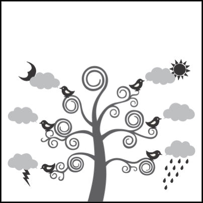 0561-Tree And Birds With Clouds And Seasons