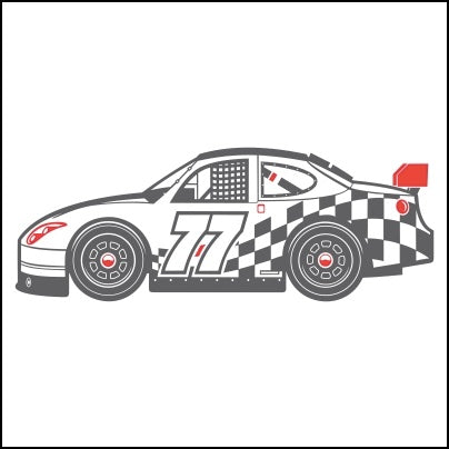 0573-Patterned Gray And Red Race Car