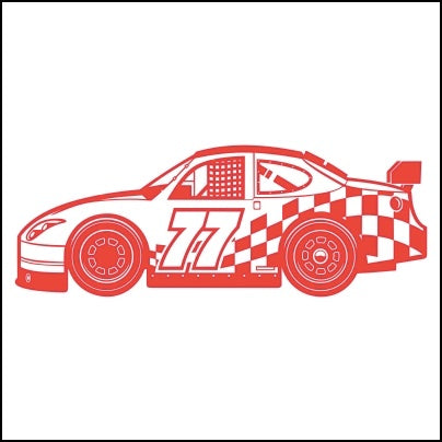 0573-Patterned Gray And Red Race Car