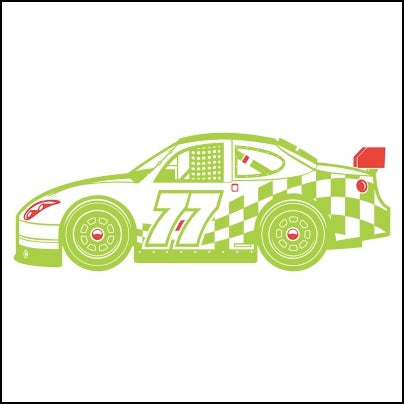 0573-Patterned Gray And Red Race Car