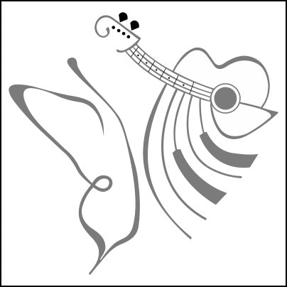 0651-Guitar And Butterfly Art