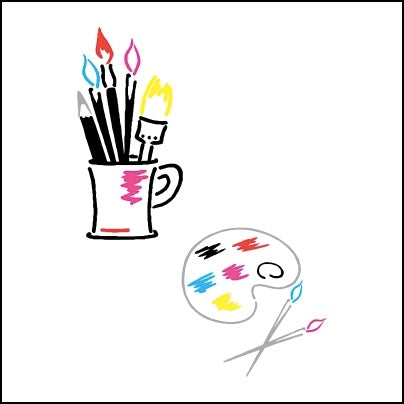 0656-Watercolour And Cup Of Paint Brushes