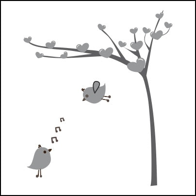 0669-Love Tree And Birds Cartoon