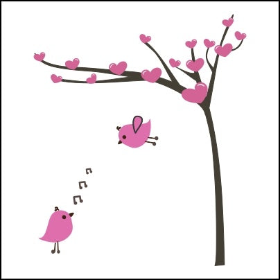 0669-Love Tree And Birds Cartoon