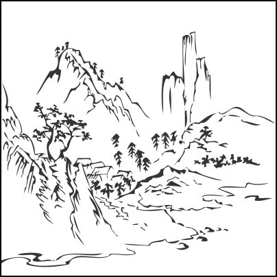 0711-Mountains, Trees And River