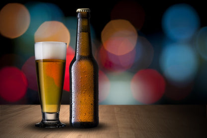 Chilled Beer with Bokeh Lights