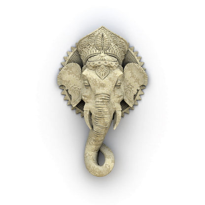 Elephant Head Carved Sculpture