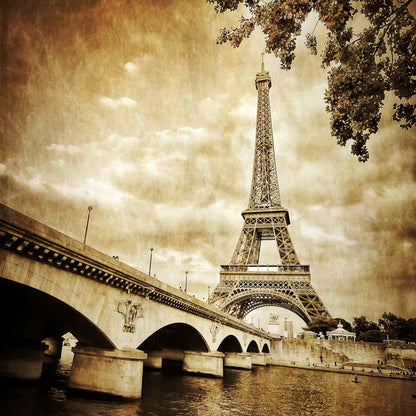 Vintage View of the Eiffel Tower and Pont d'Iéna