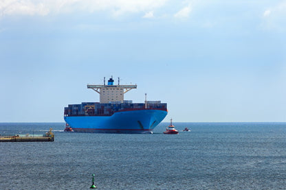 Cargo Ship Navigating Open Water