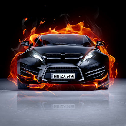 Fiery Black Sports Car