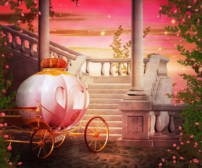 Fairytale Carriage Wall Mural in Elegant Seating Area