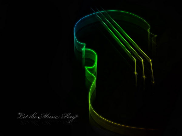 Neon Violin Silhouette