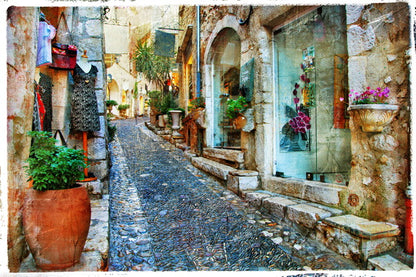 Charming Cobblestone Street in a Mediterranean Village