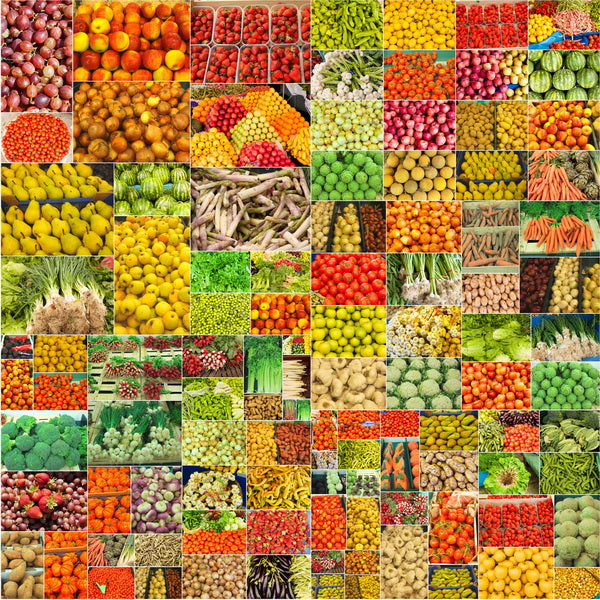 Colorful Mosaic of Fresh Fruits and Vegetables