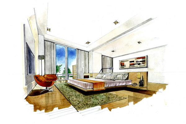 Modern Bedroom Interior Design Sketch