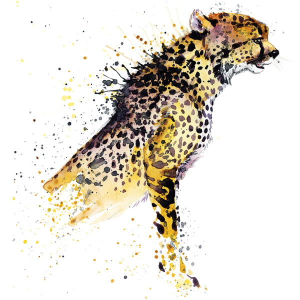 Fierce Cheetah Watercolor Mural