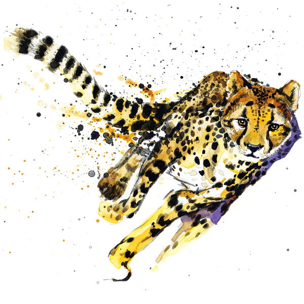 Sprinting Cheetah Watercolor Mural