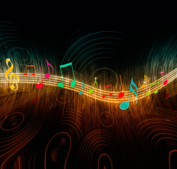 Vibrant Music Notes on Abstract Background