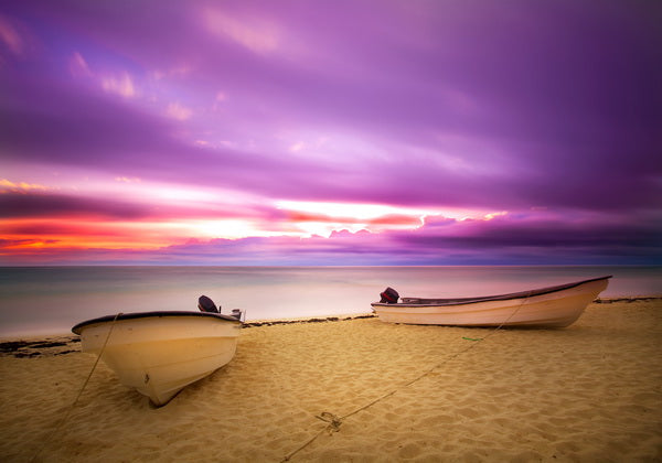 Serene Beach Sunset in Modern Lounge